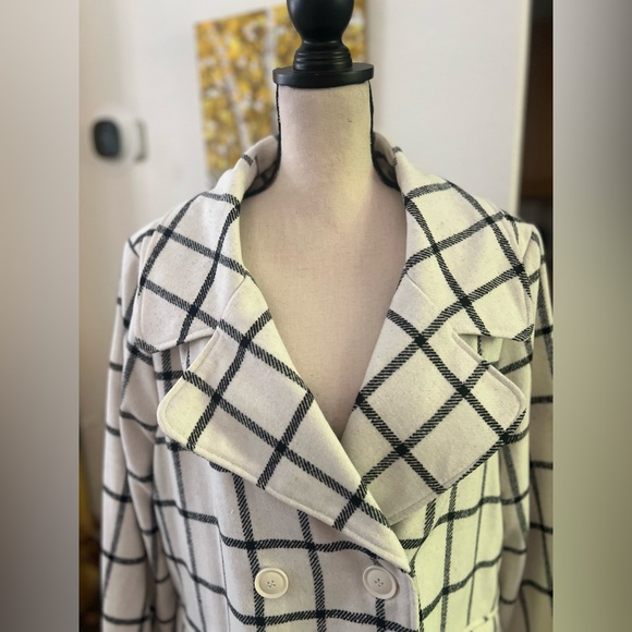 Larry Levine - white & black large pattern checkard peacoat - Picture 2 of 11